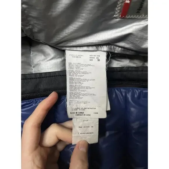 Prada Linea Rossa Down Nylon Puffer Jacket Blue Prada Sport - Picture 8 of 9